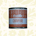 Forager Provisions LTD Moore Collection Campfire soy wax candle in a reusable metal tin with a rustic forest label.