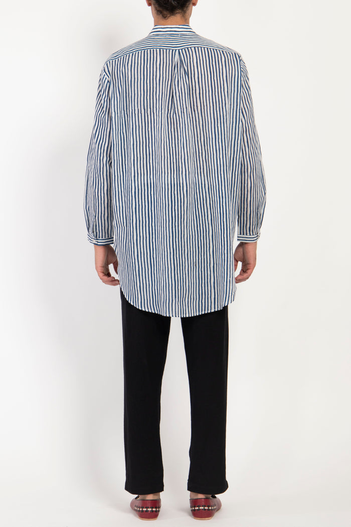 Mounir Cotton Blue Stripes Shirt