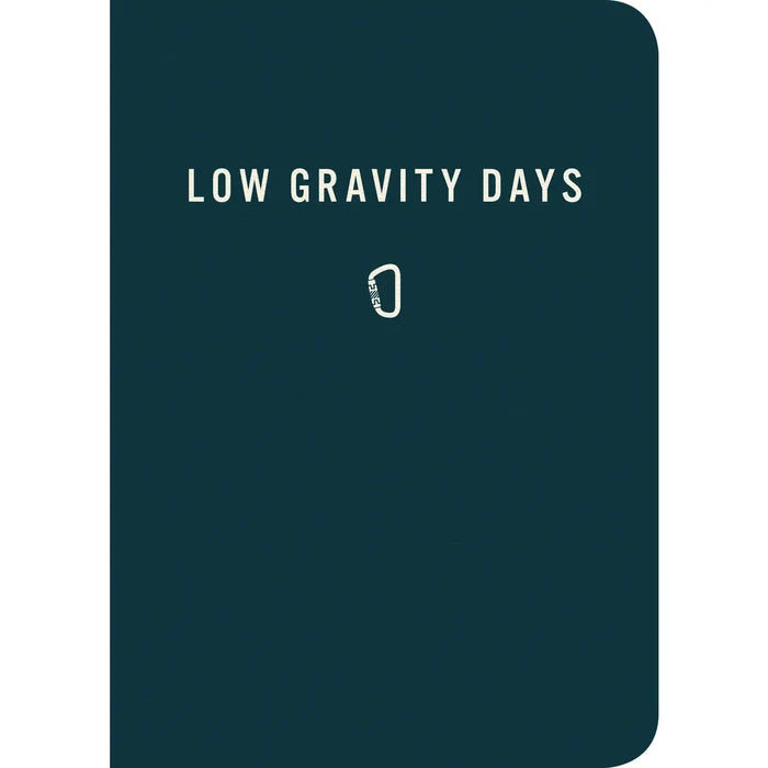 Low Gravity Days Climbing Notepad by Mountaineers Books—dark blue cover, white text, perfect gift for rock climbers.