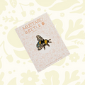 Forager Provisions LTD Mustard Beetle bee hard enamel pin with mirrored finish on a decorative backing card