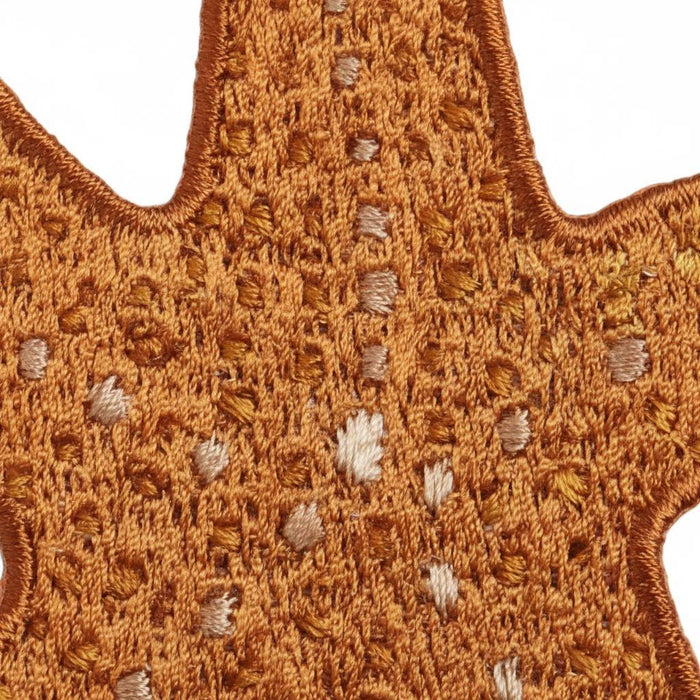Mustard Beetle Ochre Sea Star Iron On Patch featuring vivid orange, white, gold embroidery—unique sea star bug patch.
