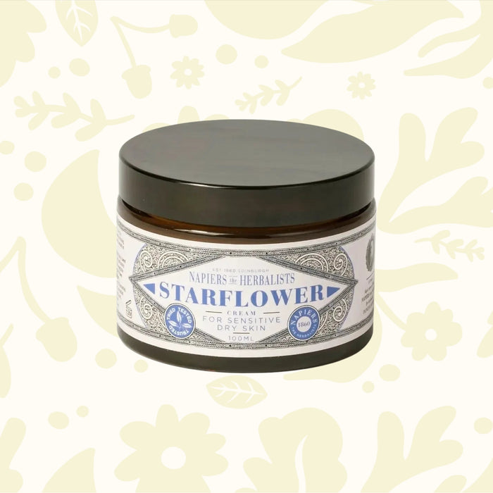 Napiers Starflower Dry Skin Cream, 376.48g jar—herbal moisturizer for sensitive, dry skin, soothing natural skincare.