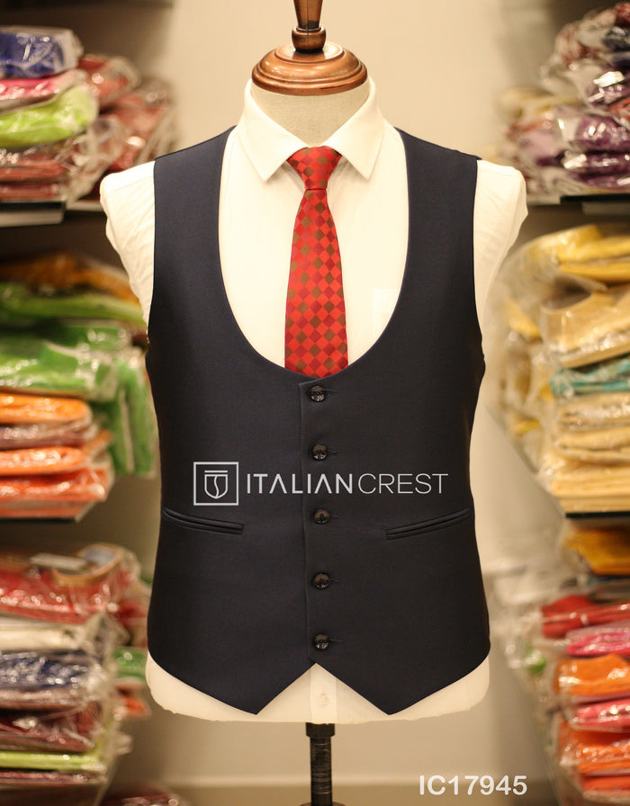 Navy Blue 3-Piece Notch Lapel Suit