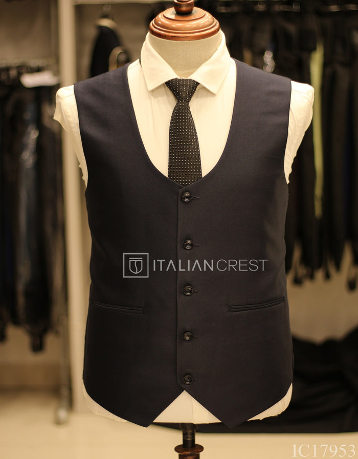 Navy Blue 3-Piece Notch Lapel Suit
