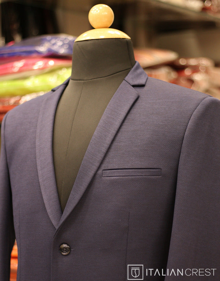 Navy Blue Knitted Tweed Blazer