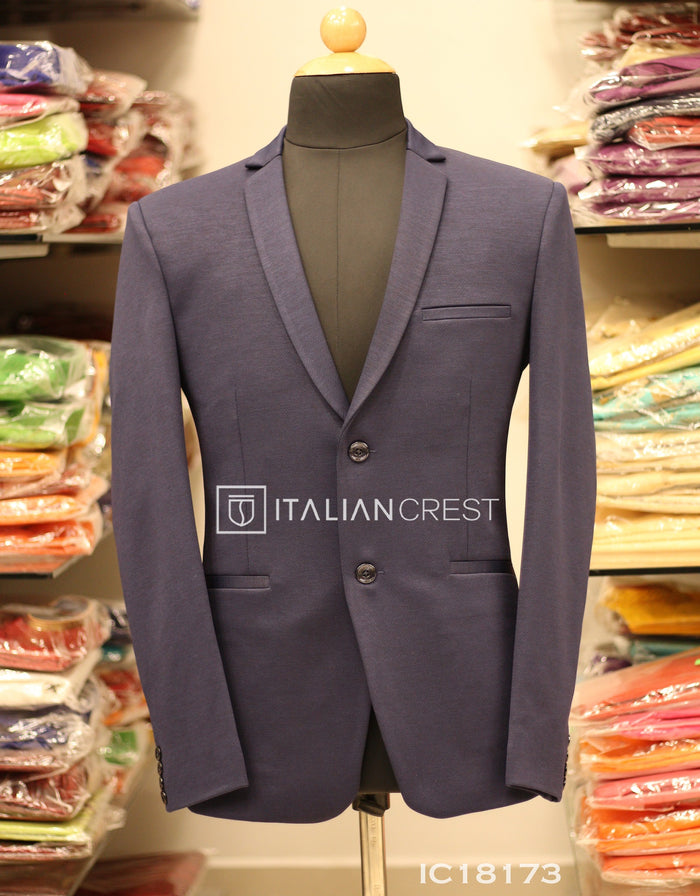 Navy Blue Knitted Tweed Blazer