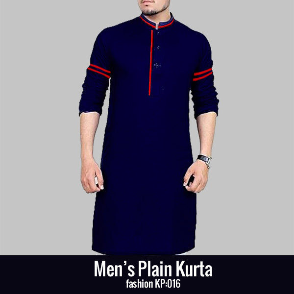 Navy Blue Men's Plain Kurta