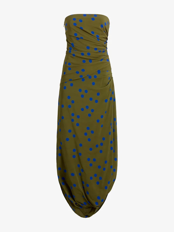 Nayara Dress in Printed Dot Stretch Viscose - Fatigue Multi