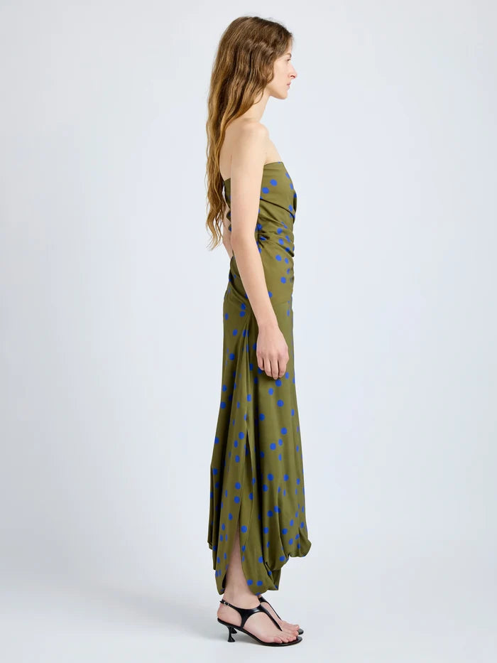 Nayara Dress in Printed Dot Stretch Viscose - Fatigue Multi