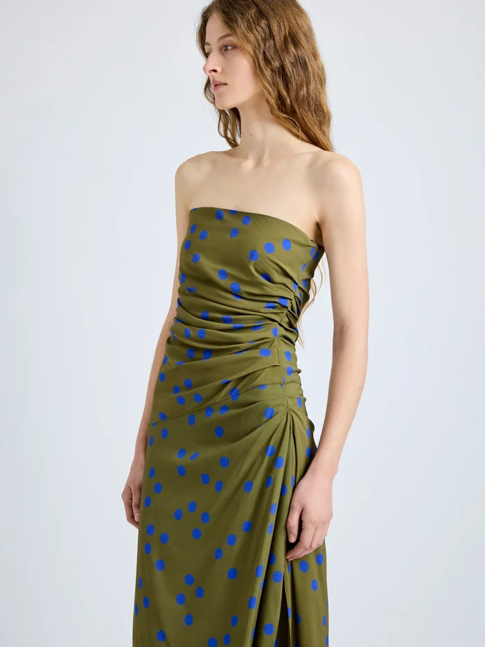 Nayara Dress in Printed Dot Stretch Viscose - Fatigue Multi