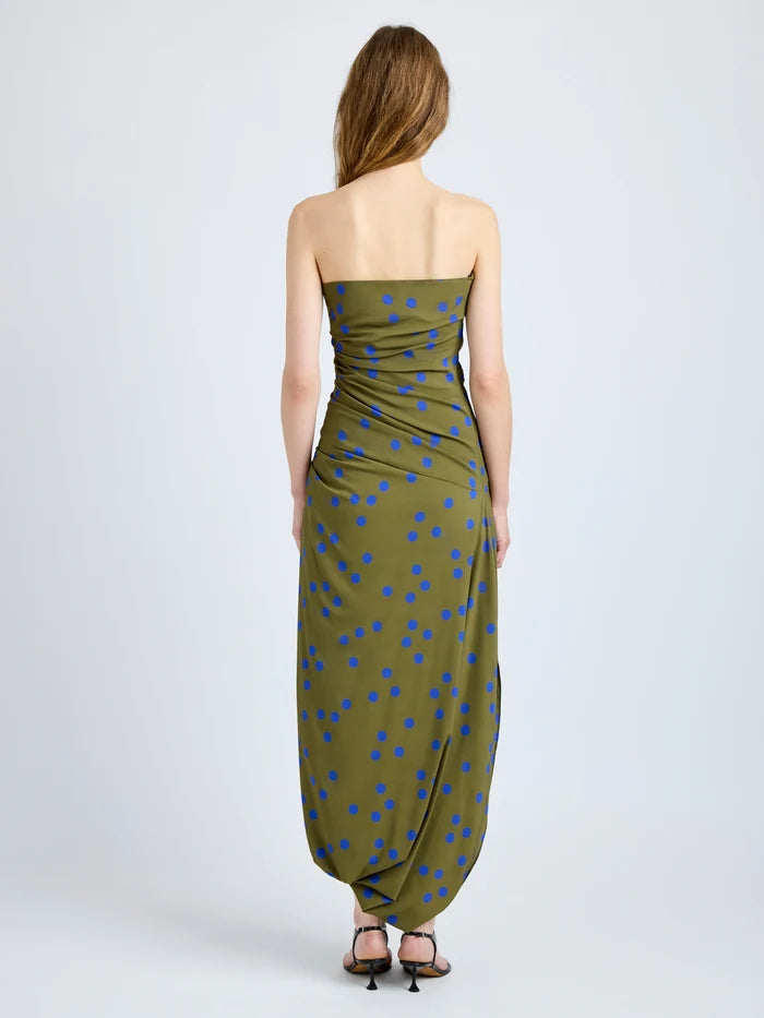 Nayara Dress in Printed Dot Stretch Viscose - Fatigue Multi