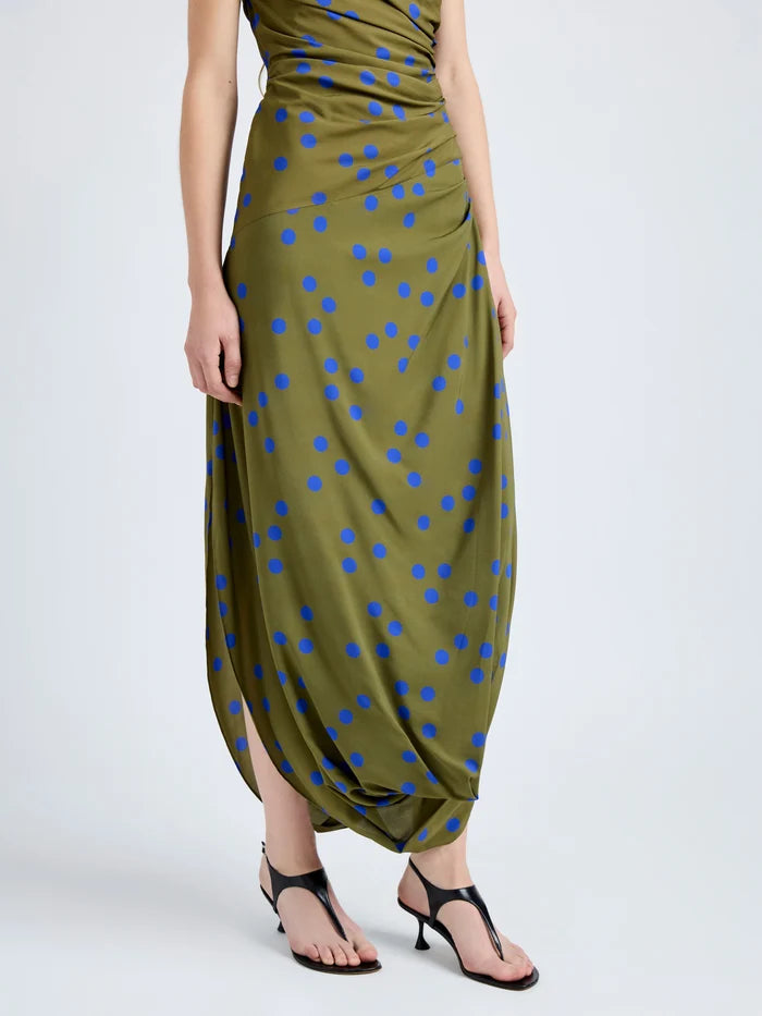 Nayara Dress in Printed Dot Stretch Viscose - Fatigue Multi