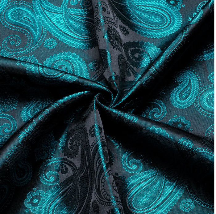 New Blue Black Paisley Silk Men's Long Sleeve Shirt Casual-CY1610 - SimonVon Shop