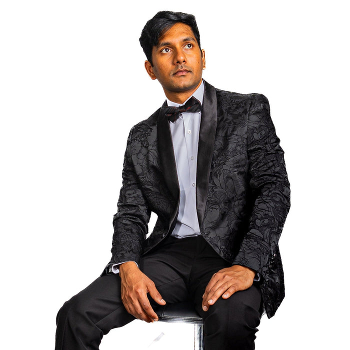 New Classic Black Floral Men's Blazer-XX-1008 - SimonVon Shop