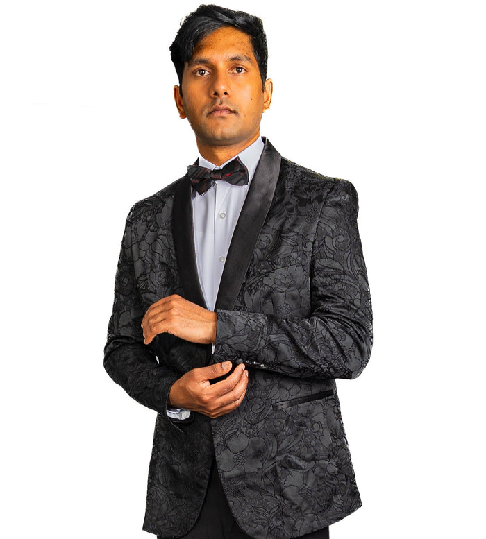 New Classic Black Floral Men's Blazer-XX-1008 - SimonVon Shop