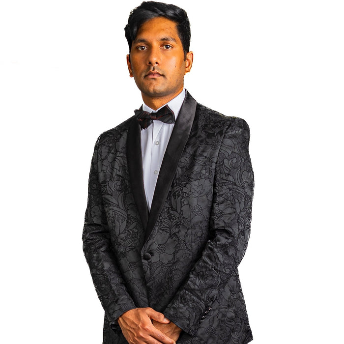 New Classic Black Floral Men's Blazer-XX-1008 - SimonVon Shop