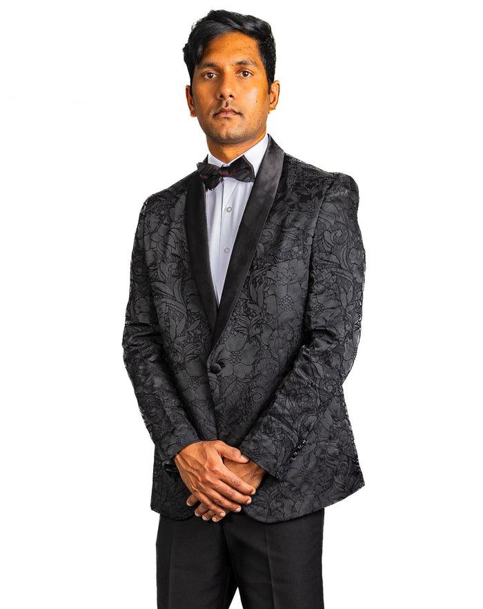 New Classic Black Floral Men's Blazer-XX-1008 - SimonVon Shop