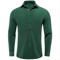 New Emerald Green Solid Stretch Men's Long Sleeve Shirt-CY-1059 - SimonVon Shop