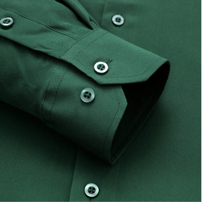 New Emerald Green Solid Stretch Men's Long Sleeve Shirt-CY-1059 - SimonVon Shop