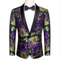 New Luxury Black Yellow Purple Floral Men's Blazer- XX-1003 - SimonVon Shop