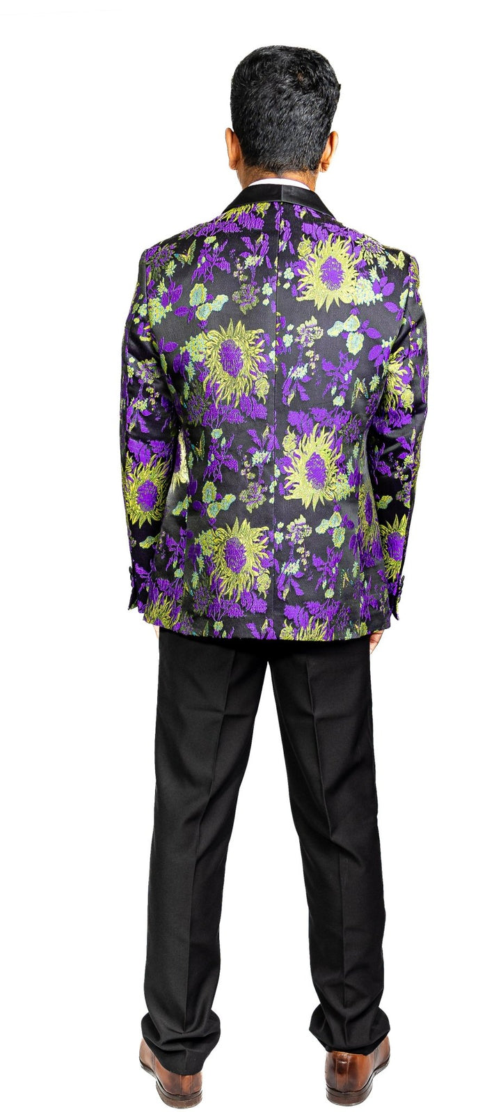 New Luxury Black Yellow Purple Floral Men's Blazer- XX-1003 - SimonVon Shop