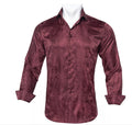 New Maroon Paisley Silk Men's Long Sleeve Shirt-CY-1014 - SimonVon Shop