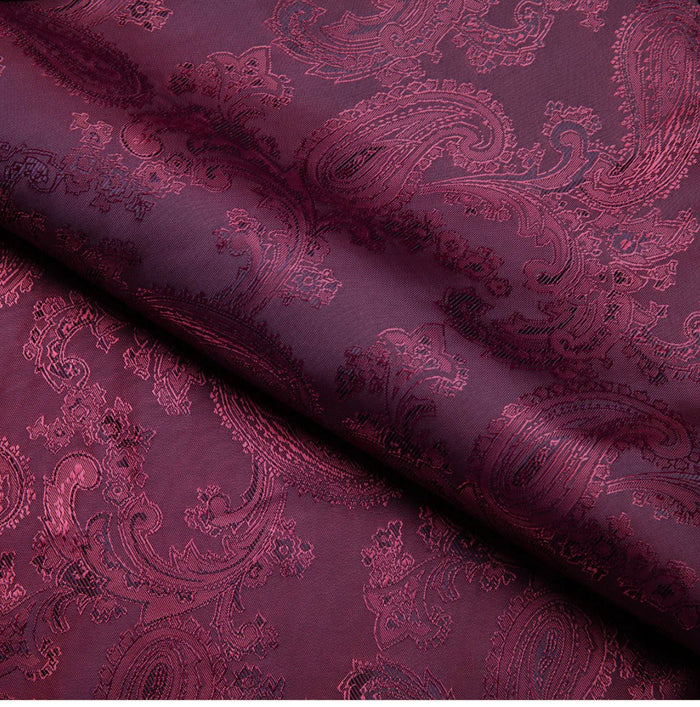 New Maroon Paisley Silk Men's Long Sleeve Shirt-CY-1014 - SimonVon Shop