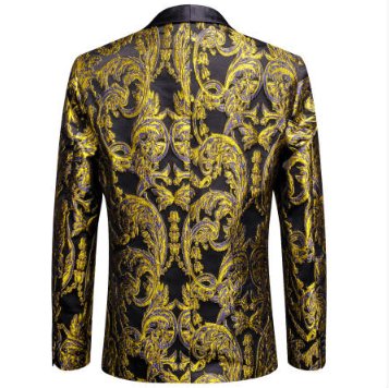 New Simon Von Men'sGolden Blue Black Paisley Jacquard Blazer Elegant Banquet Wedding Jacket-XX-1009 - SimonVon Shop