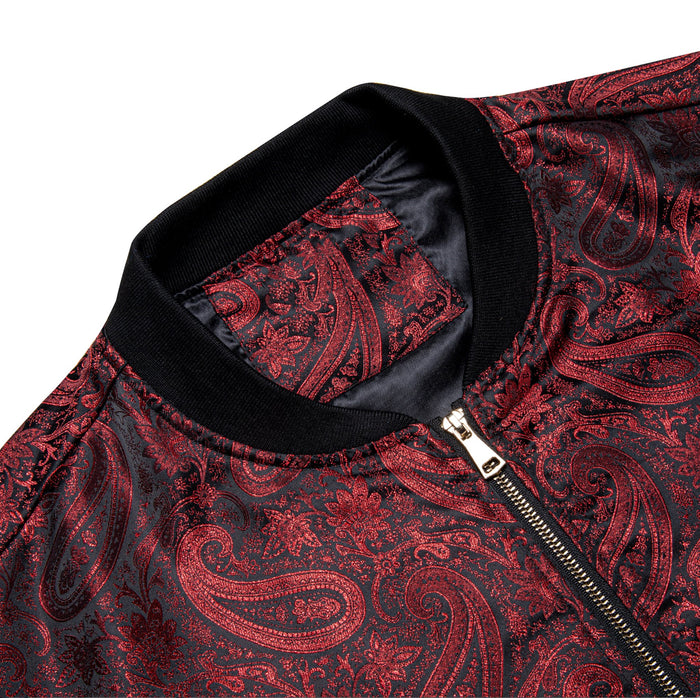 NEW SIMON VON RED PAISLEY MEN'S JACQUARD LIGHT CASUAL JACKET-JK-4005 - SimonVon Shop
