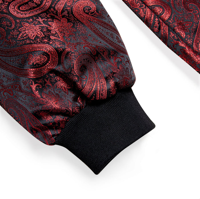 NEW SIMON VON RED PAISLEY MEN'S JACQUARD LIGHT CASUAL JACKET-JK-4005 - SimonVon Shop
