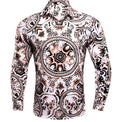 New White Brown Circle Print Novelty Men's Shirt-CY-1025 - SimonVon Shop