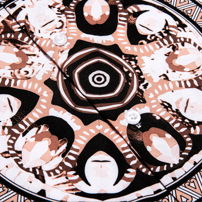 New White Brown Circle Print Novelty Men's Shirt-CY-1025 - SimonVon Shop