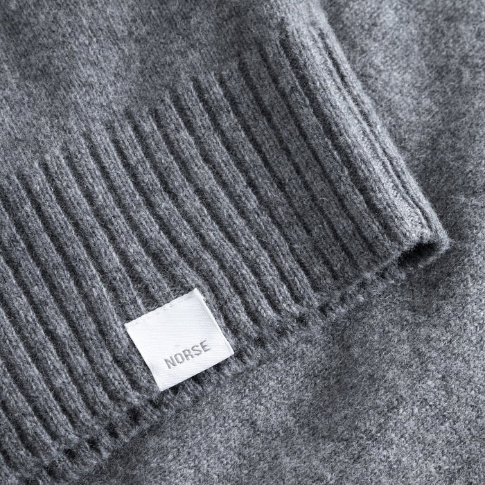 Norse Projects - Lambswool Crew Neck Sweater in Grey Melange - Nigel Clare