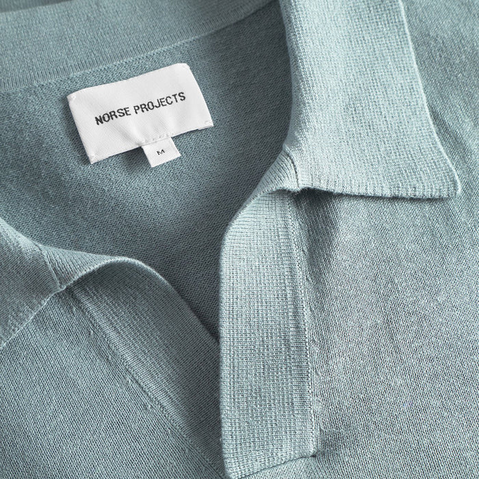 Norse Projects - Leif Cotton Linen Polo in Greyish Blue - Nigel Clare
