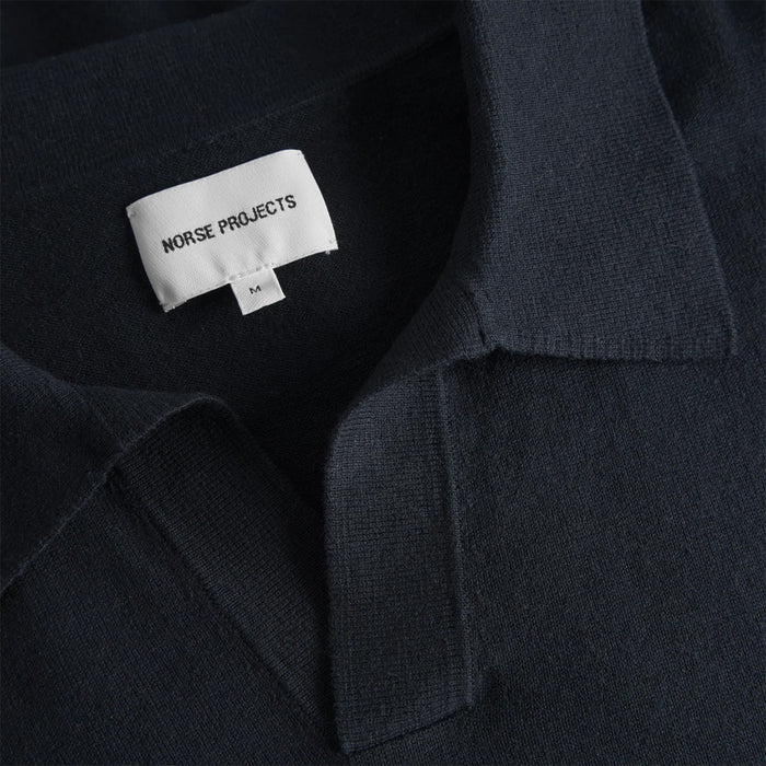 Norse Projects - Leif Cotton Linen Polo in Navy - Nigel Clare