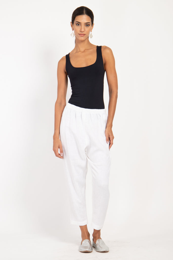 Nour Linen White Trousers
