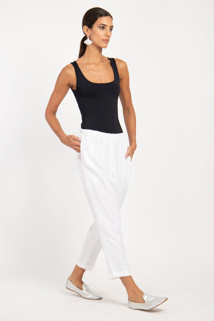 Nour Linen White Trousers