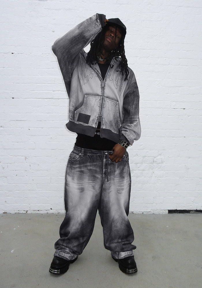 OFF GRID DENIM EFFECT OVERSIZED SWEATPANTS WASHED BLACK