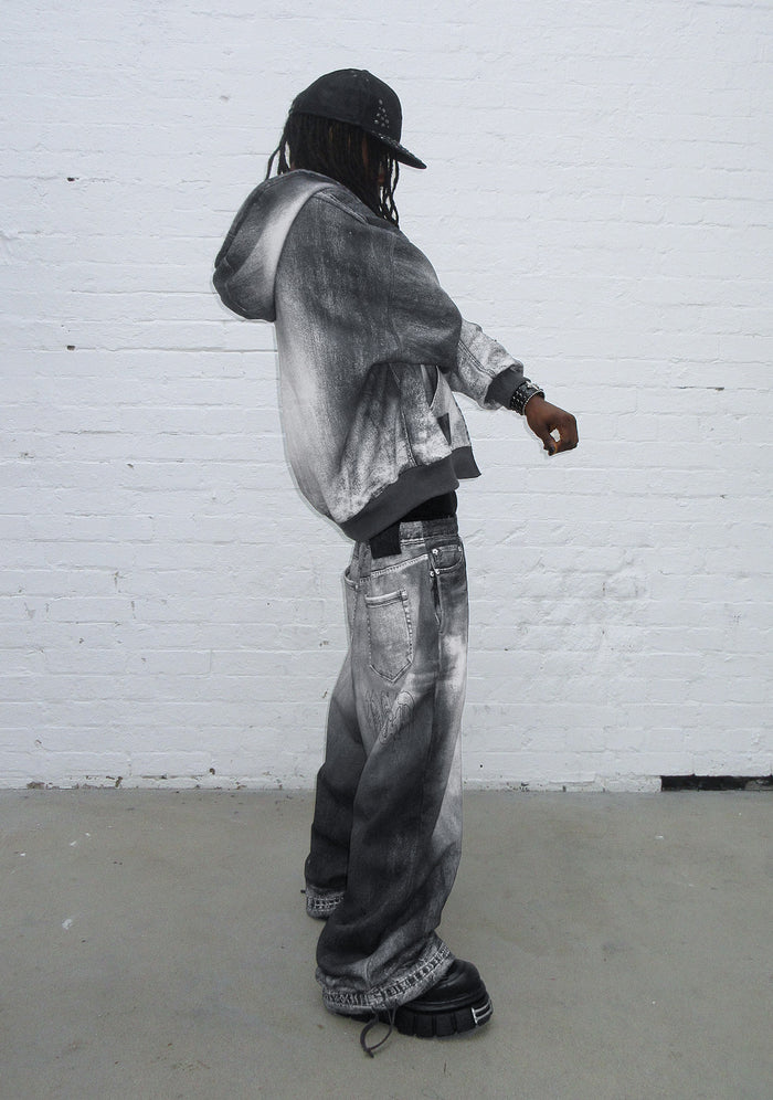 OFF GRID DENIM EFFECT OVERSIZED SWEATPANTS WASHED BLACK