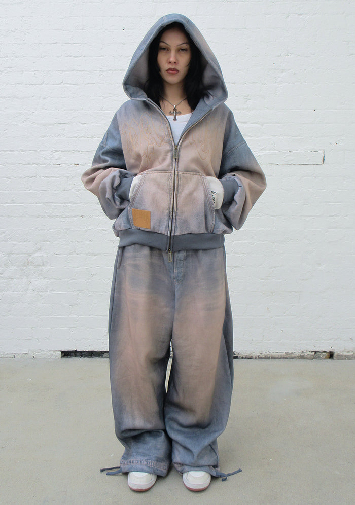 OFF GRID DENIM EFFECT OVERSIZED SWEATPANTS WASHED BLUE