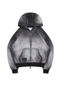 OFF GRID DENIM EFFECT ZIP HOODIE WASHED BLACK