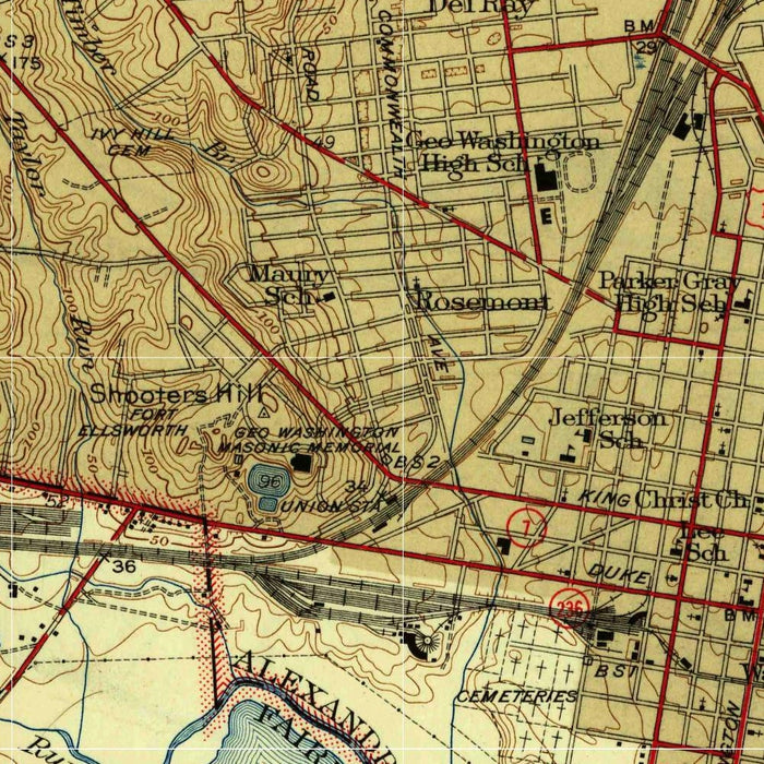 Old Map of Alexandria, Virginia by USGS, 1945 – Potomac River & Washington, D.C.
