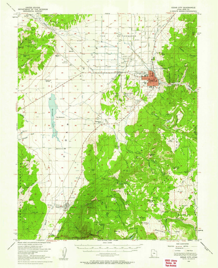 Old Map of Cedar City, Utah by USGS, 1950 – Parowan, Enoch & Dixie National Forest