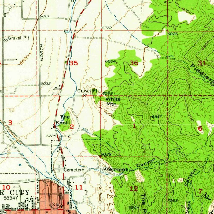 Old Map of Cedar City, Utah by USGS, 1950 – Parowan, Enoch & Dixie National Forest