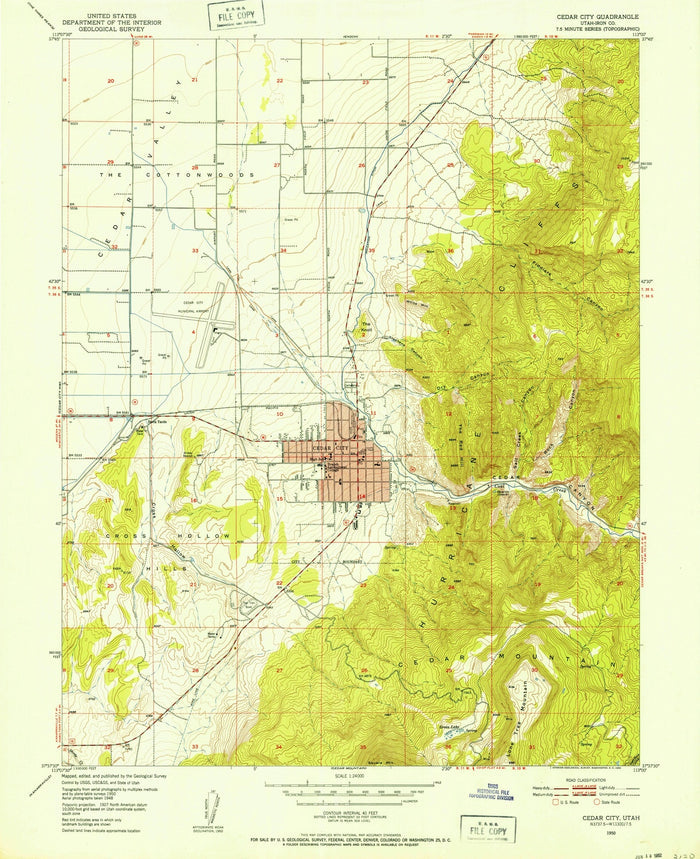 Old Map of Cedar City, Utah by USGS, 1950 – The Cottonwoods & Cedar Valley