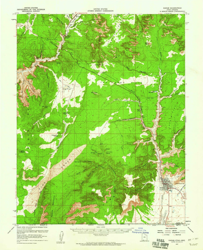 Old Map of Kanab, Utah, 1957 by USGS – Kanab Creek, Colorado River & Highway 89