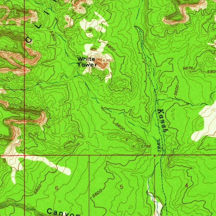 Old Map of Kanab, Utah, 1957 by USGS – Kanab Creek, Colorado River & Highway 89