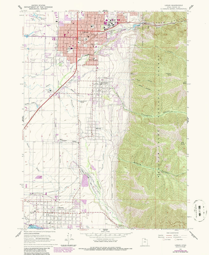 Old Map of Logan, Utah by USGS, 1961 – Cache Valley, Bear River & Logan Canyon