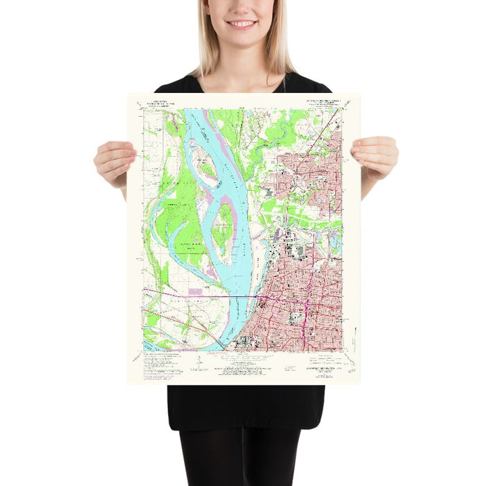 Old Map of Memphis, Tennessee by USGS, 1965 – Mississippi River & T.O. Fuller State Park