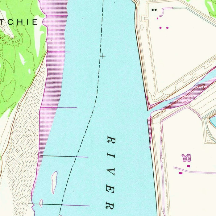 Old Map of Memphis, Tennessee by USGS, 1965 – Mississippi River & T.O. Fuller State Park
